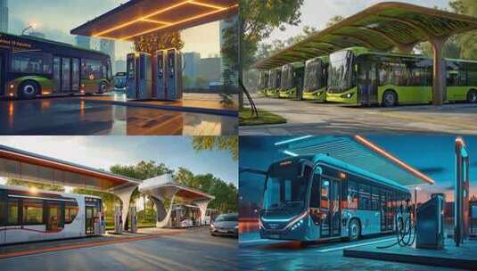 时尚公交现代公交 公交车型停靠站景公交外高清在线视频素材下载