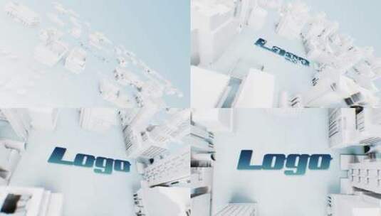 3D白色建筑LOGO片头展示AE模板高清AE视频素材下载