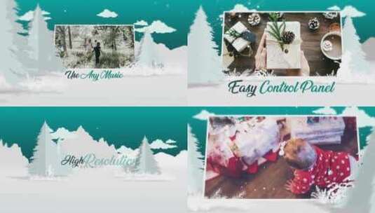圣诞节白色清新照片宣传展示AE模板高清AE视频素材下载