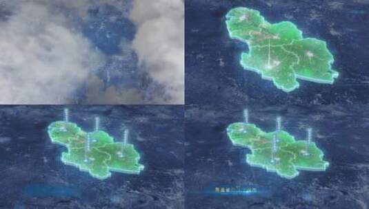 云雾俯冲勾勒轮廓-亳州地图高清AE视频素材下载