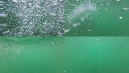 水下美丽无数的气泡/飞溅的水和气泡高清在线视频素材下载