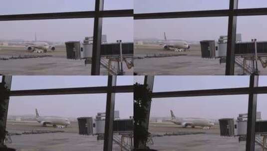 机场的飞机被推向跑道高清在线视频素材下载
