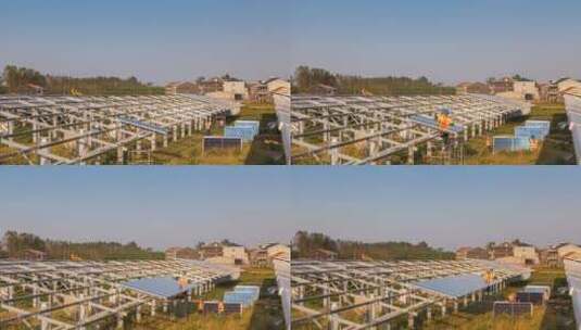 新农村太阳能光伏组件安装延时高清在线视频素材下载