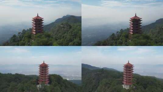 重庆北碚缙云山森林保护区自然风光航拍高清在线视频素材下载