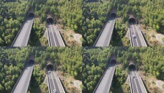 高速公路汽车进出隧道航拍高架桥货车高速路高清在线视频素材下载