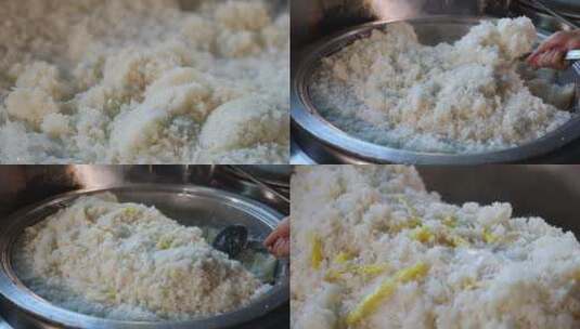 新疆美食 手抓饭制作过程沸腾的肉高清在线视频素材下载