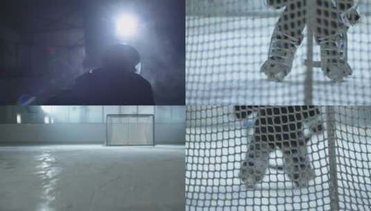 冰球运动员冰刀冰滑竞技高清在线视频素材下载