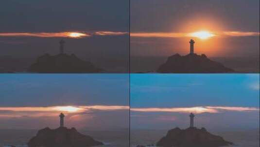 海岛灯塔日出日落 空镜高清在线视频素材下载