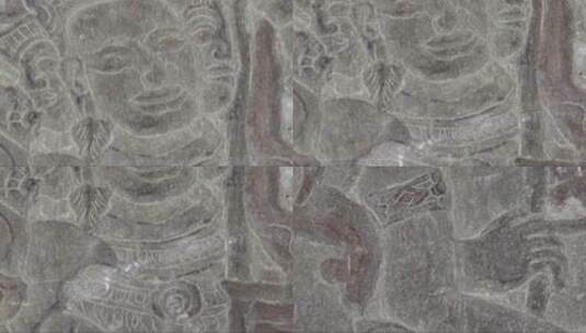 古寺吴哥-浮雕的细节ecu舞者高清在线视频素材下载