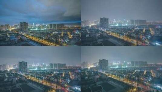 义乌城市夜景车流延时摄影高清在线视频素材下载