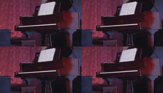 摆放在地上的钢琴的特写镜头高清在线视频素材下载