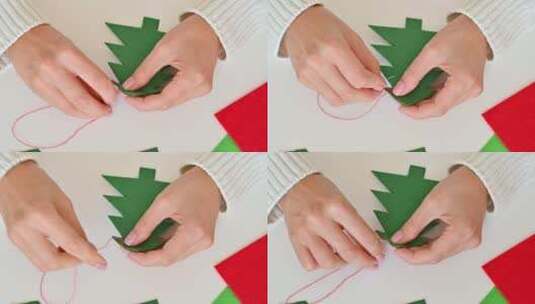特写缝制圣诞装饰高清在线视频素材下载