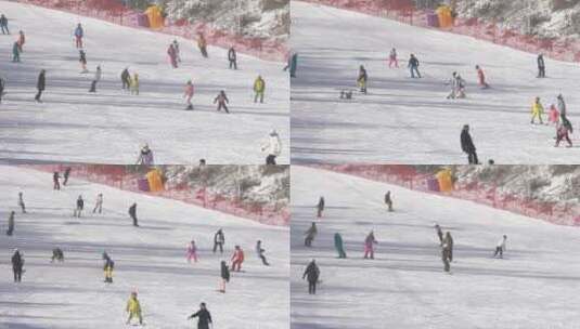 雪山滑雪场景滑雪场游乐高清在线视频素材下载