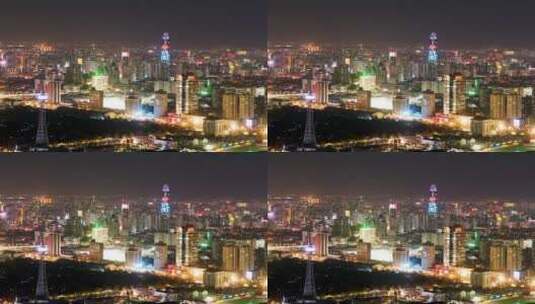 山东济南城市夜晚实拍地标建筑延时摄影高清在线视频素材下载
