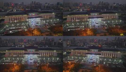 武昌火车站夜景环绕镜头高清在线视频素材下载