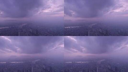 广州城市天空夕阳晚霞云雾缭绕航拍风光高清在线视频素材下载