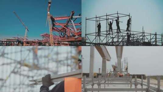 基建宣传素材合集 建筑工地工人工作塔吊延时摄影 视频合集高清在线视频素材下载