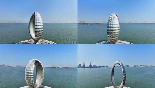 上海浦东临港滴水湖中心地标上海地标新片区高清在线视频素材下载