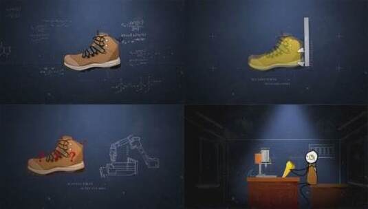 测量鞋子尺寸的动画高清在线视频素材下载