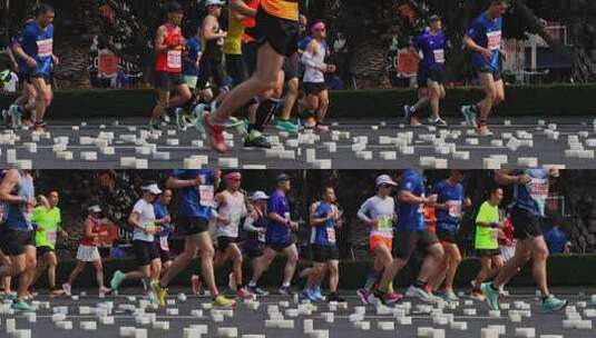 城市马拉松跑者脚步慢动作高清在线视频素材下载