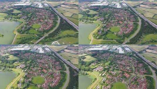 英国郊区住宅区的航拍镜头高清在线视频素材下载
