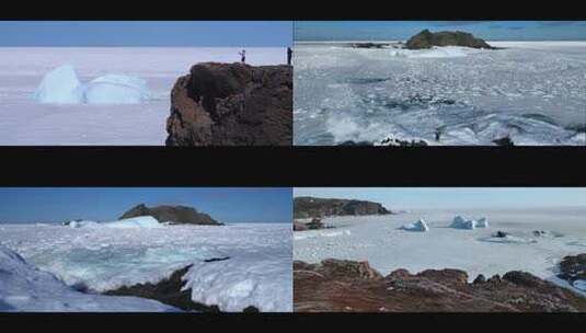 航拍美女拍摄冰山纽芬兰拉布拉多冰山巷高清在线视频素材下载
