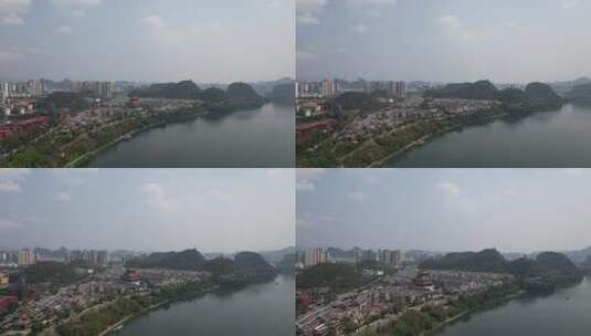 航拍广西柳州窑埠古镇高清在线视频素材下载