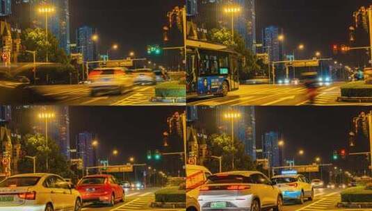8K武汉楚河汉街夜景车流延时高清在线视频素材下载