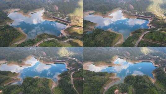 广东省揭阳市黄满寨瀑布的山顶湖泊高清在线视频素材下载