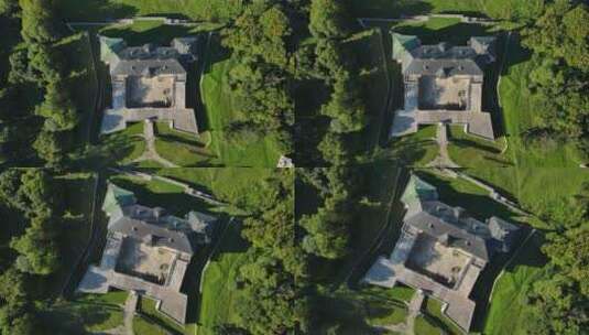 空中拍摄村庄皮霍列茨克城堡高清在线视频素材下载