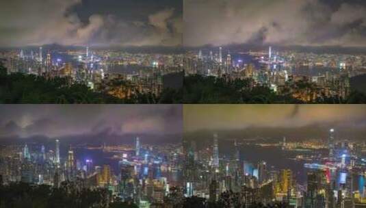 香港城市夜景延时摄影高清在线视频素材下载