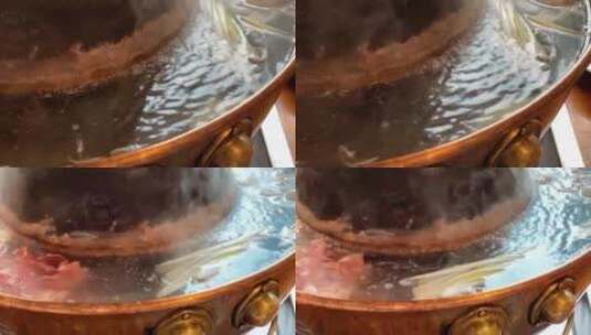铜锅涮锅沸腾涮肉慢动作一组高清在线视频素材下载