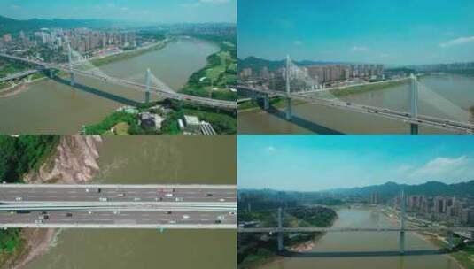 航拍重庆双碑大桥公路车流高清在线视频素材下载