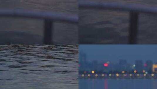 武汉东湖地拍傍晚湖面水波灯晕高清在线视频素材下载