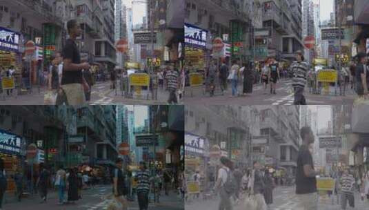 香港旺角街道【还原色+风格色+灰片】高清在线视频素材下载