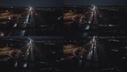航拍上海绕城高速s32申嘉湖高速夜景高清在线视频素材下载