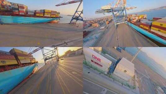 穿越机-码头港口集装箱货轮船泊厦门高清在线视频素材下载