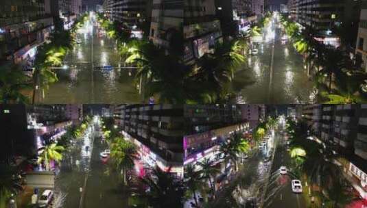 城市内涝洪水水灾 纪实拍摄路面积水高清在线视频素材下载