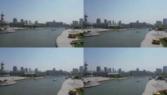 天津海河两岸高楼建筑航拍高清在线视频素材下载