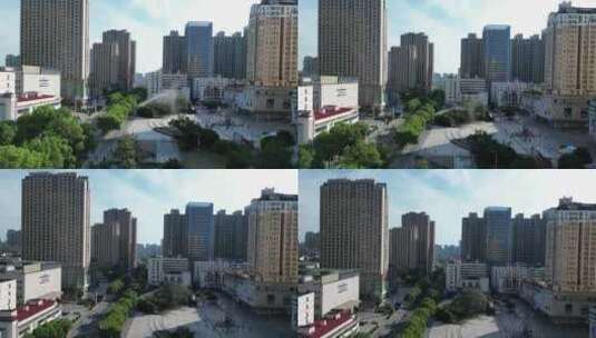 航拍鹰潭站江路商业街商业大楼高清在线视频素材下载