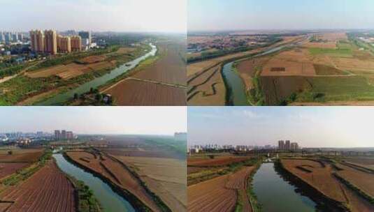 邢台临西卫运河  京杭大运河 卫运河航拍高清在线视频素材下载