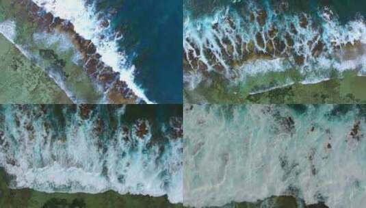 海岸线浪花击打礁石高清在线视频素材下载