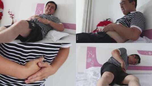 胃病发作疼痛的中年男人高清在线视频素材下载