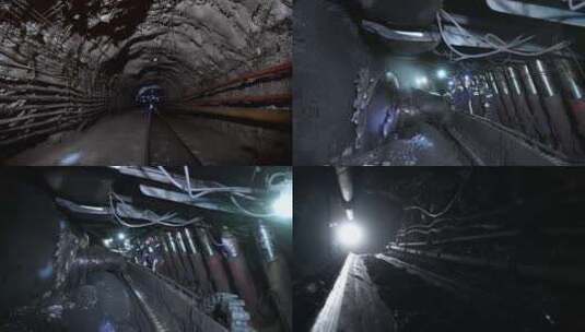 煤矿矿洞采煤运煤高清在线视频素材下载