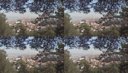 从山上看城市景色高清在线视频素材下载
