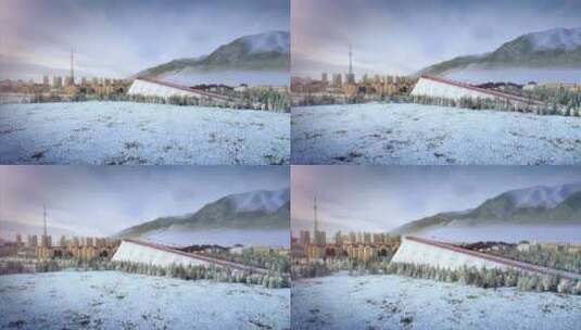巴里坤滑雪场动画高清在线视频素材下载