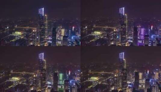 广州西塔_珠江新城夜景CBD地标航拍延时4K高清在线视频素材下载
