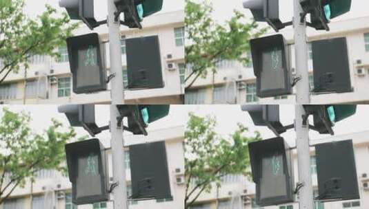 显示行人可以过马路的交通灯特写镜头高清在线视频素材下载