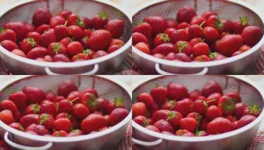 盆里的新鲜草莓高清在线视频素材下载