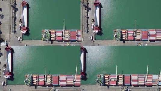 航拍港口的货船高清在线视频素材下载